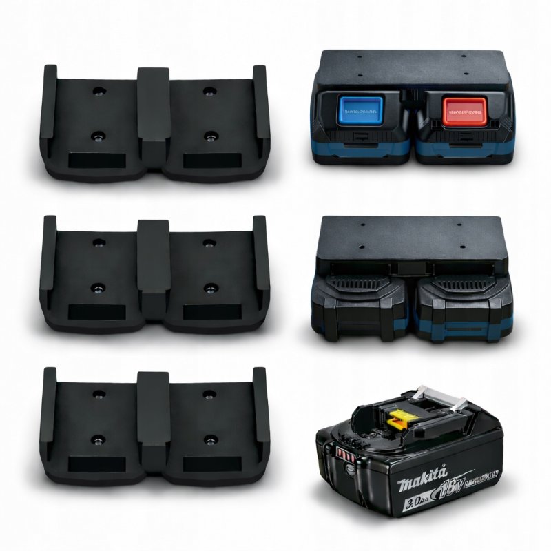 3x Uchwyt podwójny na baterie do systemu Makita LXT 18V 21V - zestaw